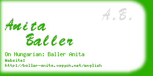 anita baller business card